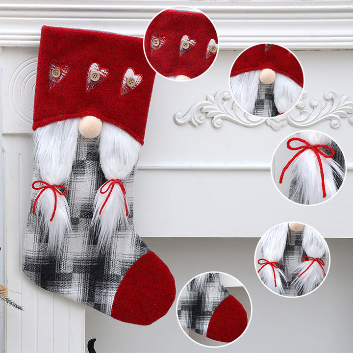 Christmas Gnome Stocking for Gifts and Mantel Decor