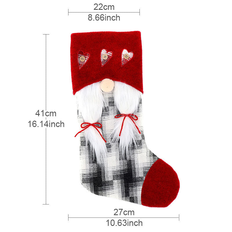 Christmas Gnome Stocking for Gifts and Mantel Decor