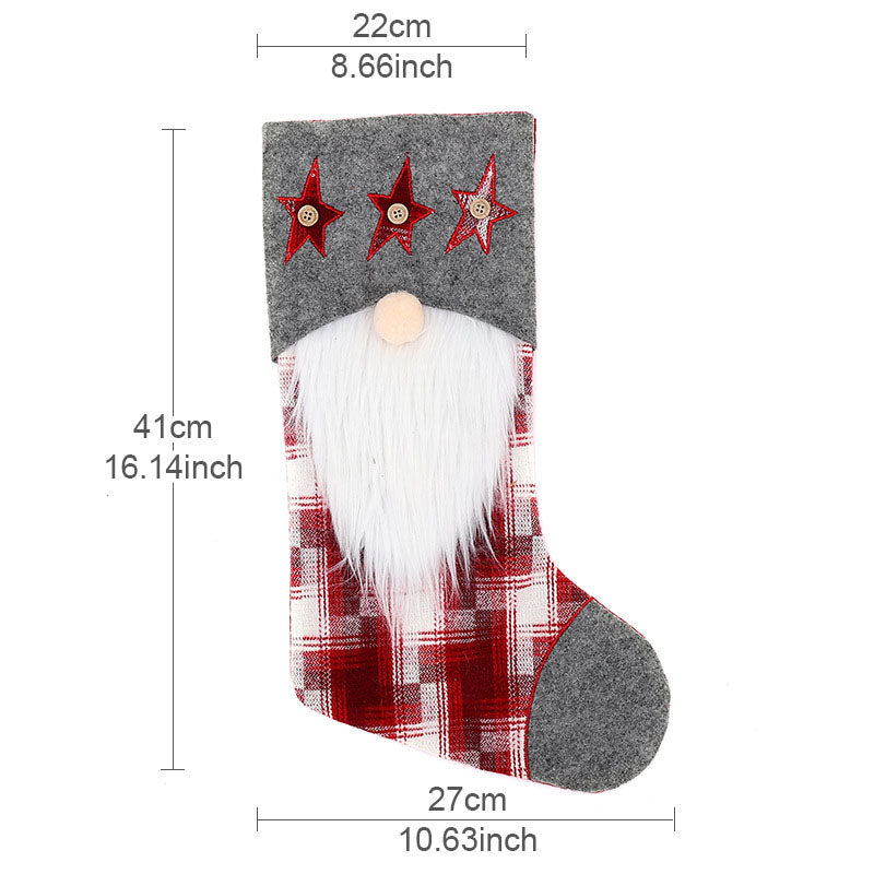 Christmas Gnome Stocking for Gifts and Mantel Decor