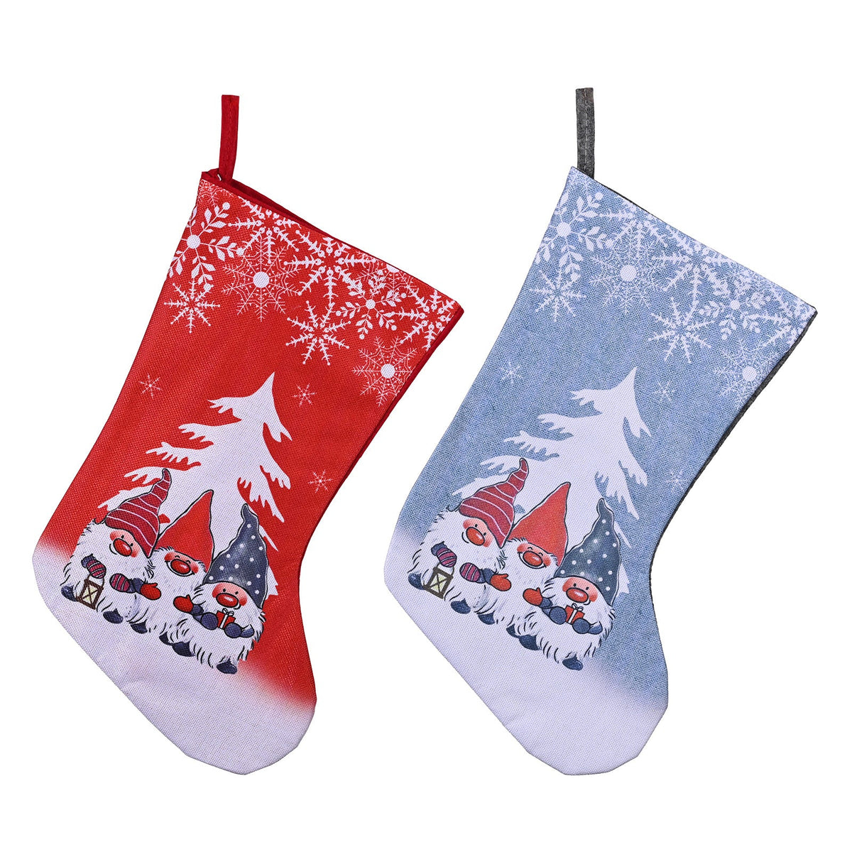 Christmas Stocking Set With Cheerful Gnome Designs