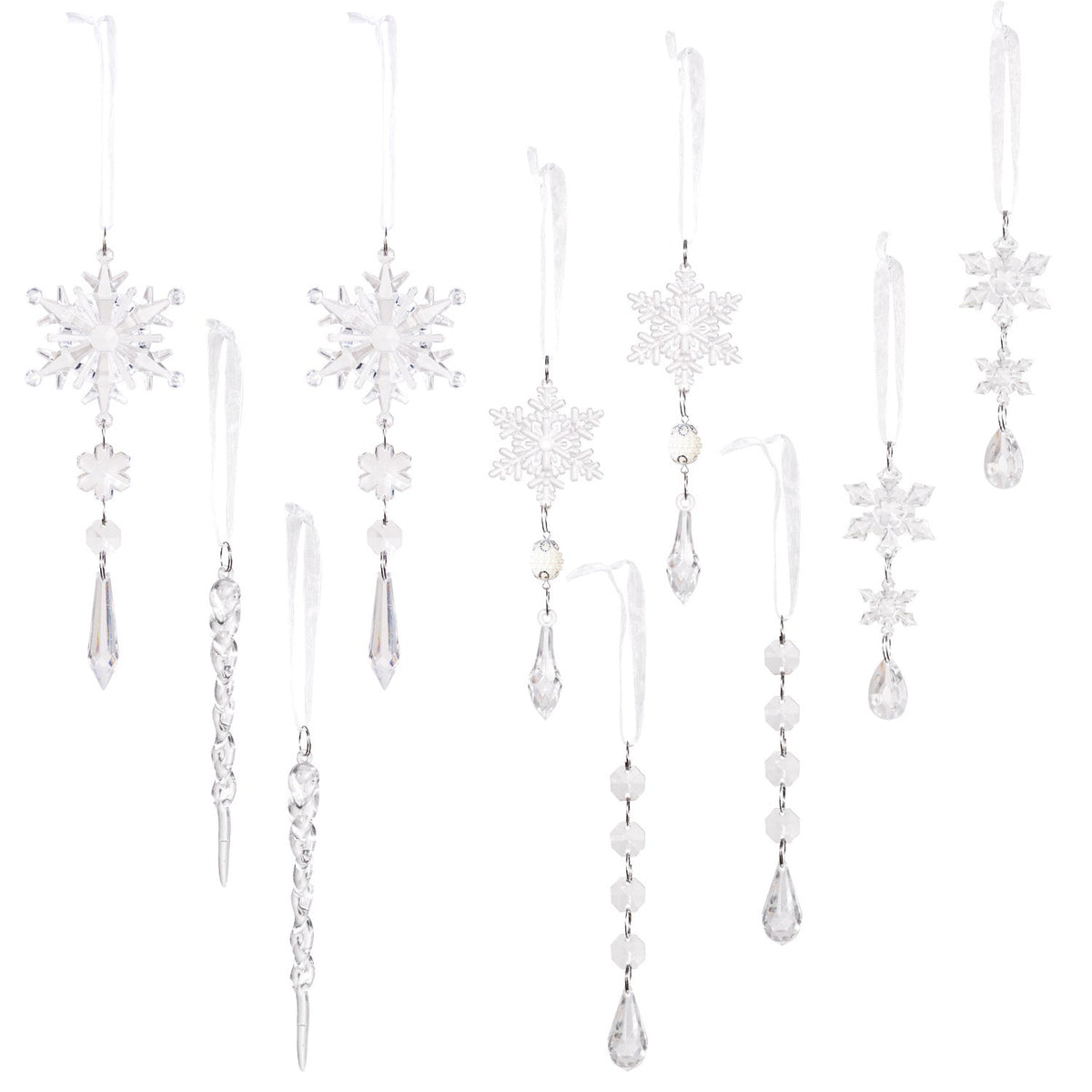 Christmas Tree Ornaments – 15-Piece Icy Sparkle Set