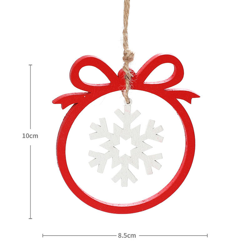 Wooden Christmas Ornaments Set of 6 Rustic Farmhouse