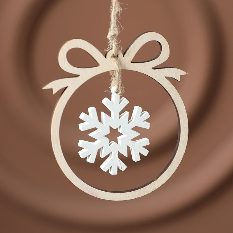 Wooden Christmas Ornaments Set of 6 Rustic Farmhouse