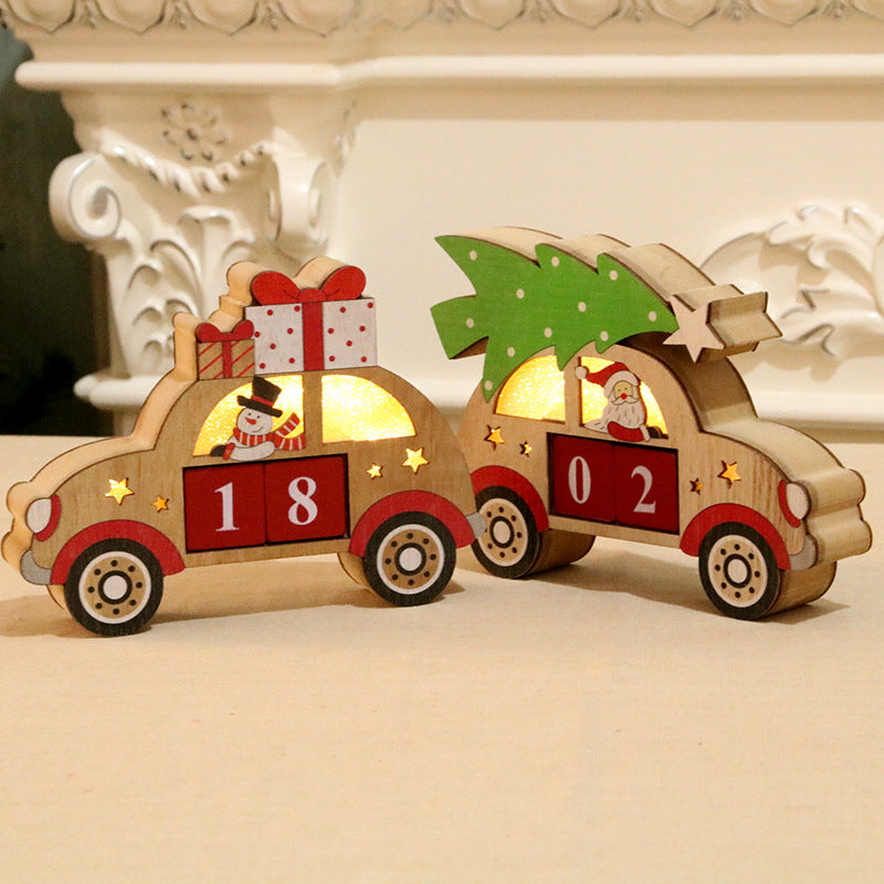 Wooden Christmas Perpetual Calendar With Warm Lights