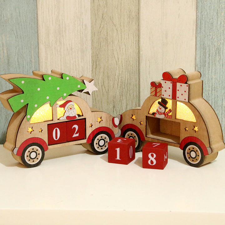 Wooden Christmas Perpetual Calendar With Warm Lights