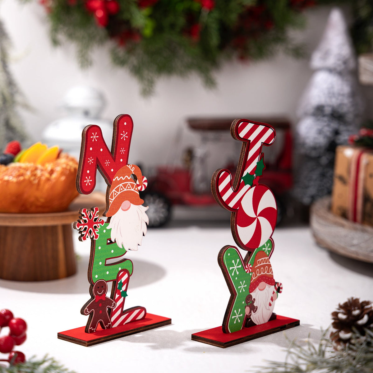 Wooden Christmas Ornament for Playful Tabletop Charm
