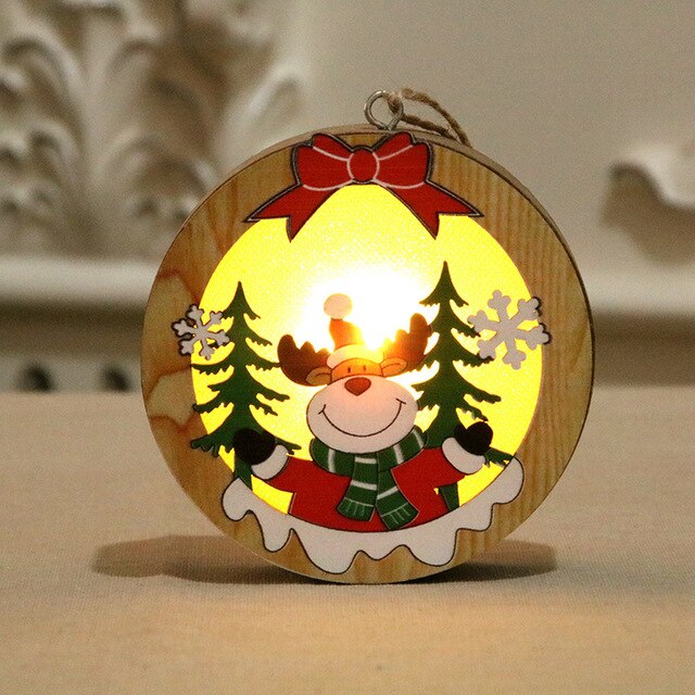 Wooden Christmas Ornaments With Warm Luminous Glow