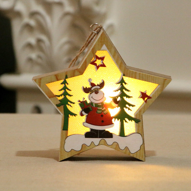 Wooden Christmas Ornaments With Warm Luminous Glow