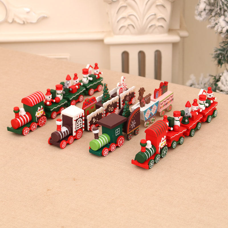 Wooden Christmas Train Decorations for Festive Displays