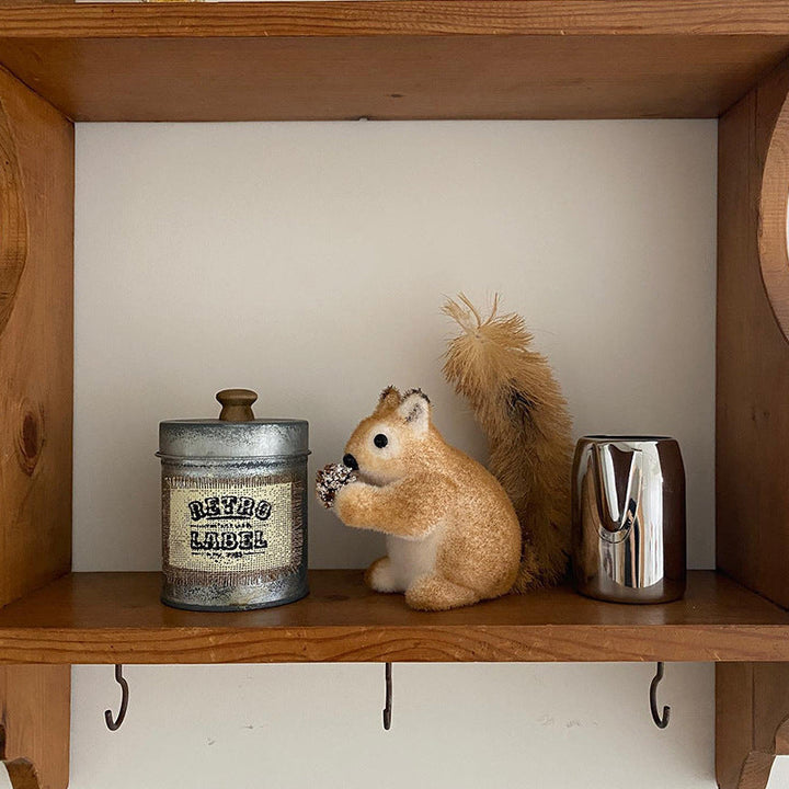 Plush Squirrel Christmas Ornament with Fluffy Tail