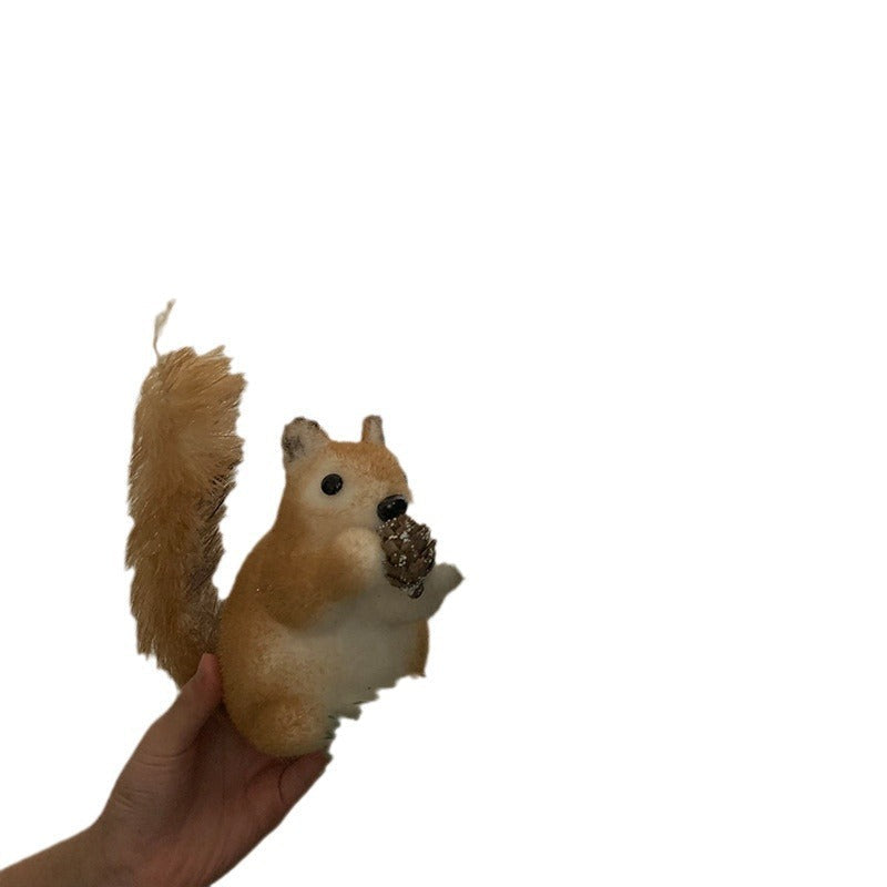 Plush Squirrel Christmas Ornament with Fluffy Tail