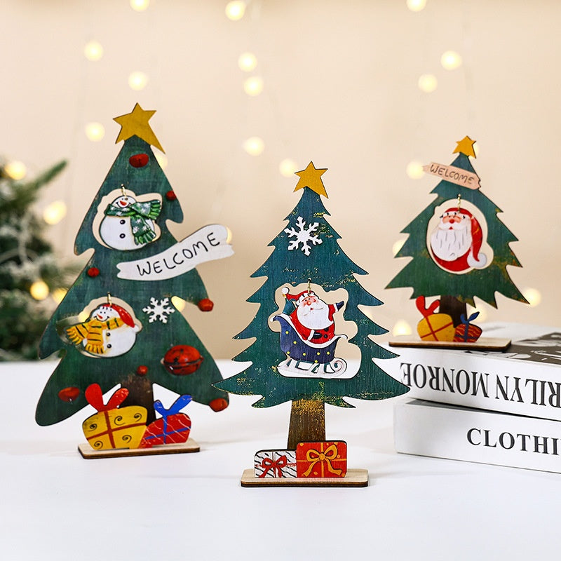 Mini Wooden Christmas Tree Decor for Small Spaces