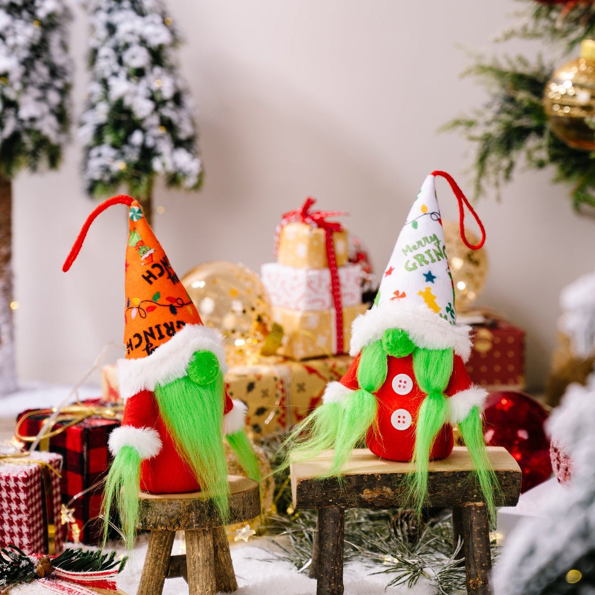 Christmas Hanging Ornaments With Warm LED Glow, Set of 2