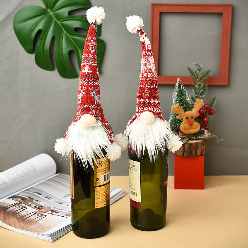 Knitted Christmas Bottle Cover for Festive Gifting