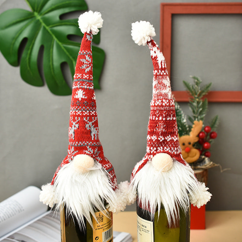 Knitted Christmas Bottle Cover for Festive Gifting