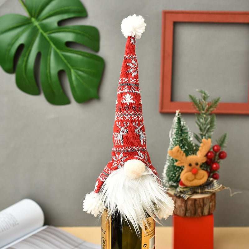 Knitted Christmas Bottle Cover for Festive Gifting
