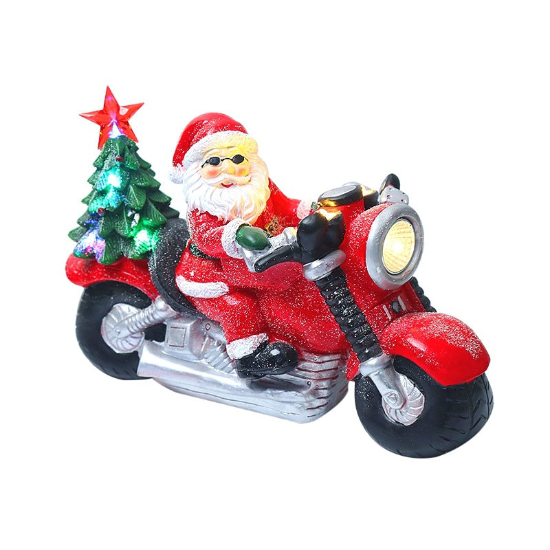 Light-Up Santa Motorcycle Christmas Table Decoration