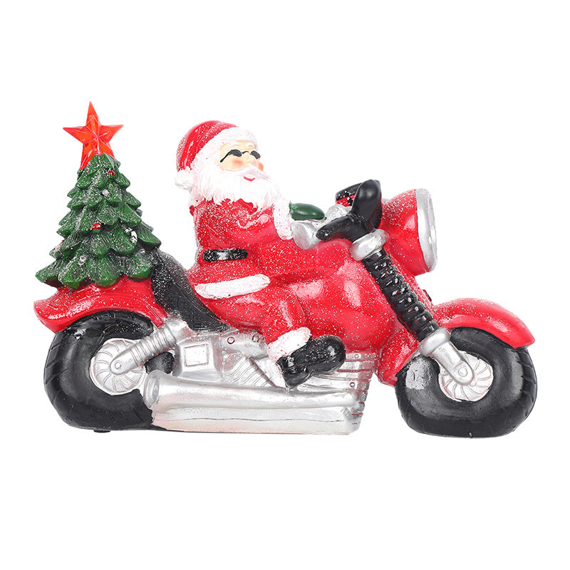 Light-Up Santa Motorcycle Christmas Table Decoration