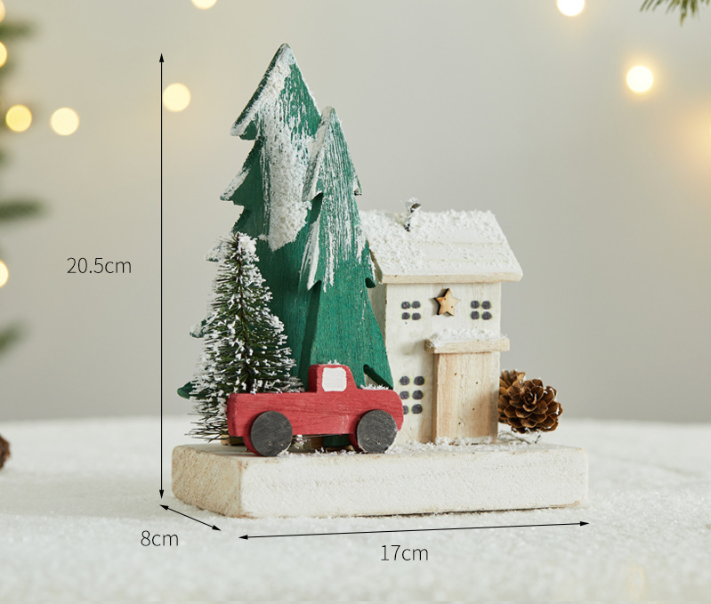 Mini Wooden Christmas Village Decor for Cozy Tables