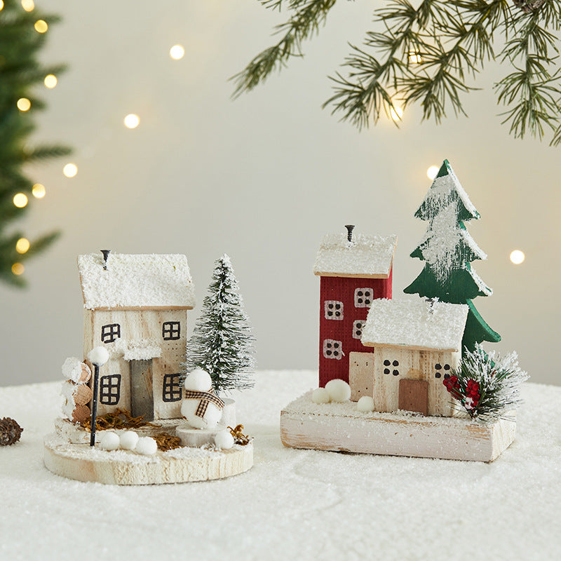 Mini Wooden Christmas Village Decor for Cozy Tables