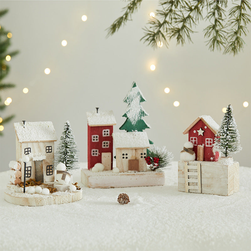 Mini Wooden Christmas Village Decor for Cozy Tables