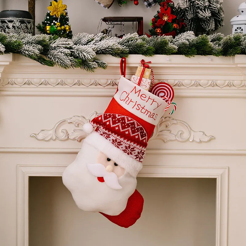 Christmas Character Stocking Gift Bag For Mantel Decor