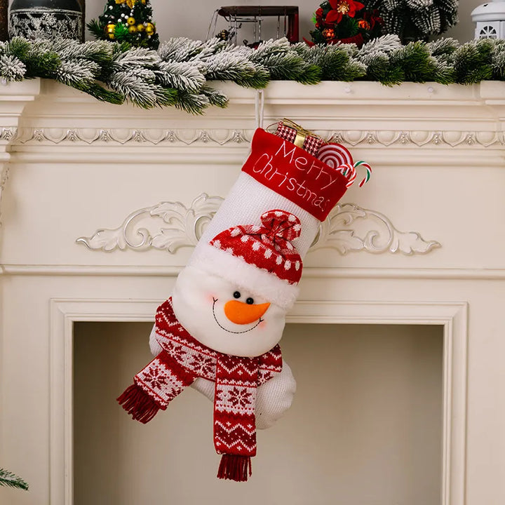 Christmas Character Stocking Gift Bag For Mantel Decor