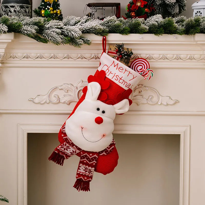 Christmas Character Stocking Gift Bag For Mantel Decor