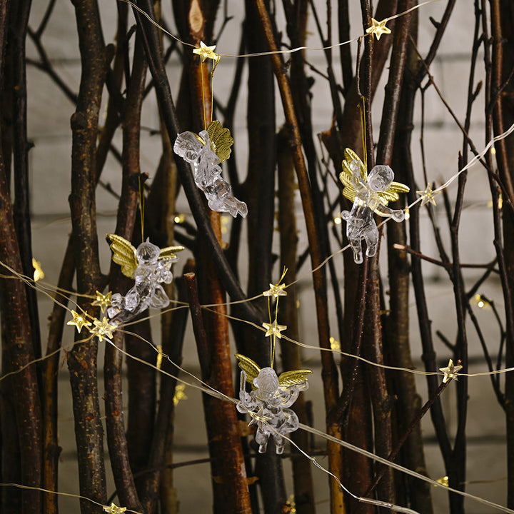 Transparent Angel Christmas Tree Ornaments | Gold Wings