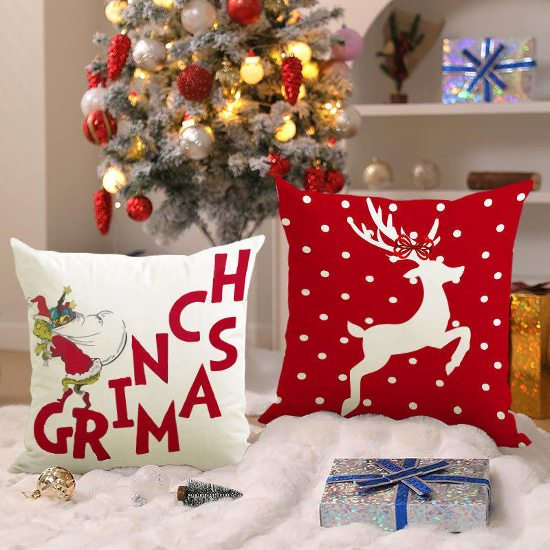 Christmas Pillow Covers – Festive Deer Sofa Decor