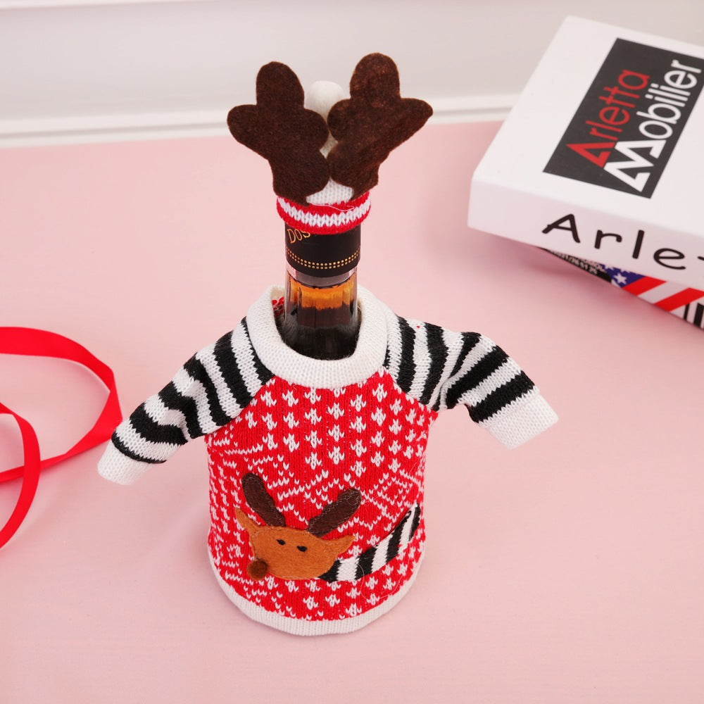 Christmas Wine Bottle Sweater Reindeer Centerpiece