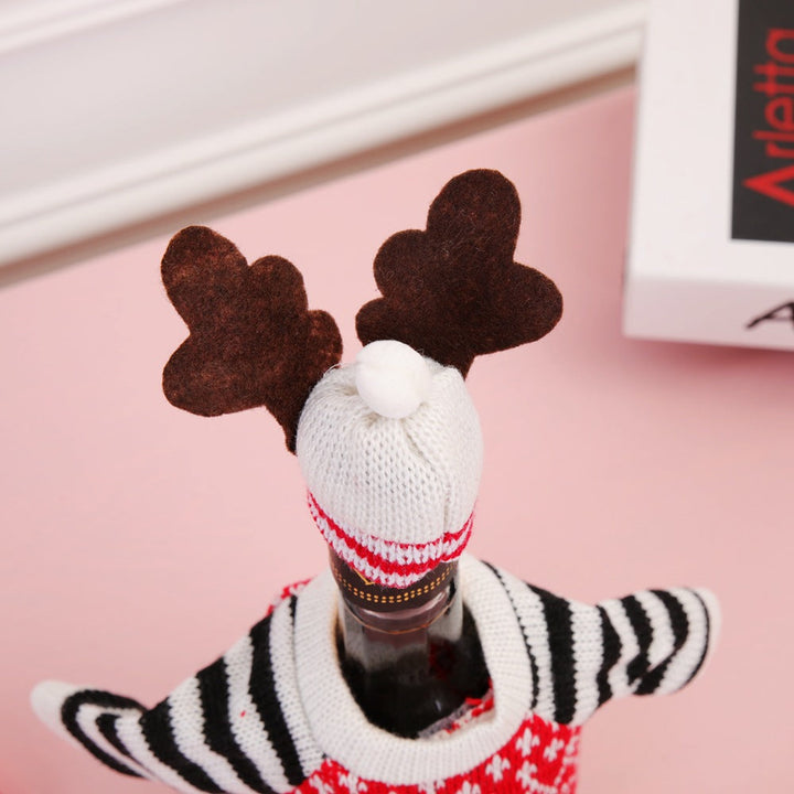 Christmas Wine Bottle Sweater Reindeer Centerpiece