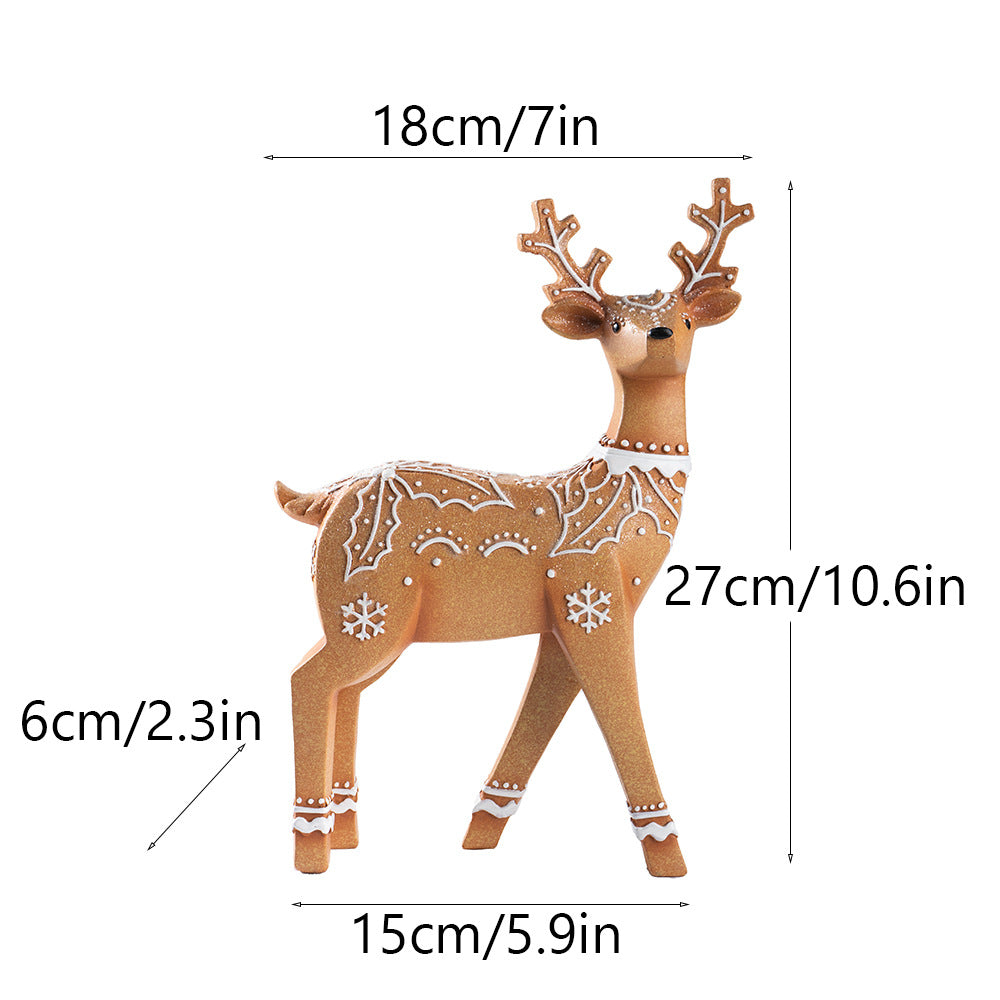 Christmas Resin Reindeer Decor Pair for Rustic Mantels