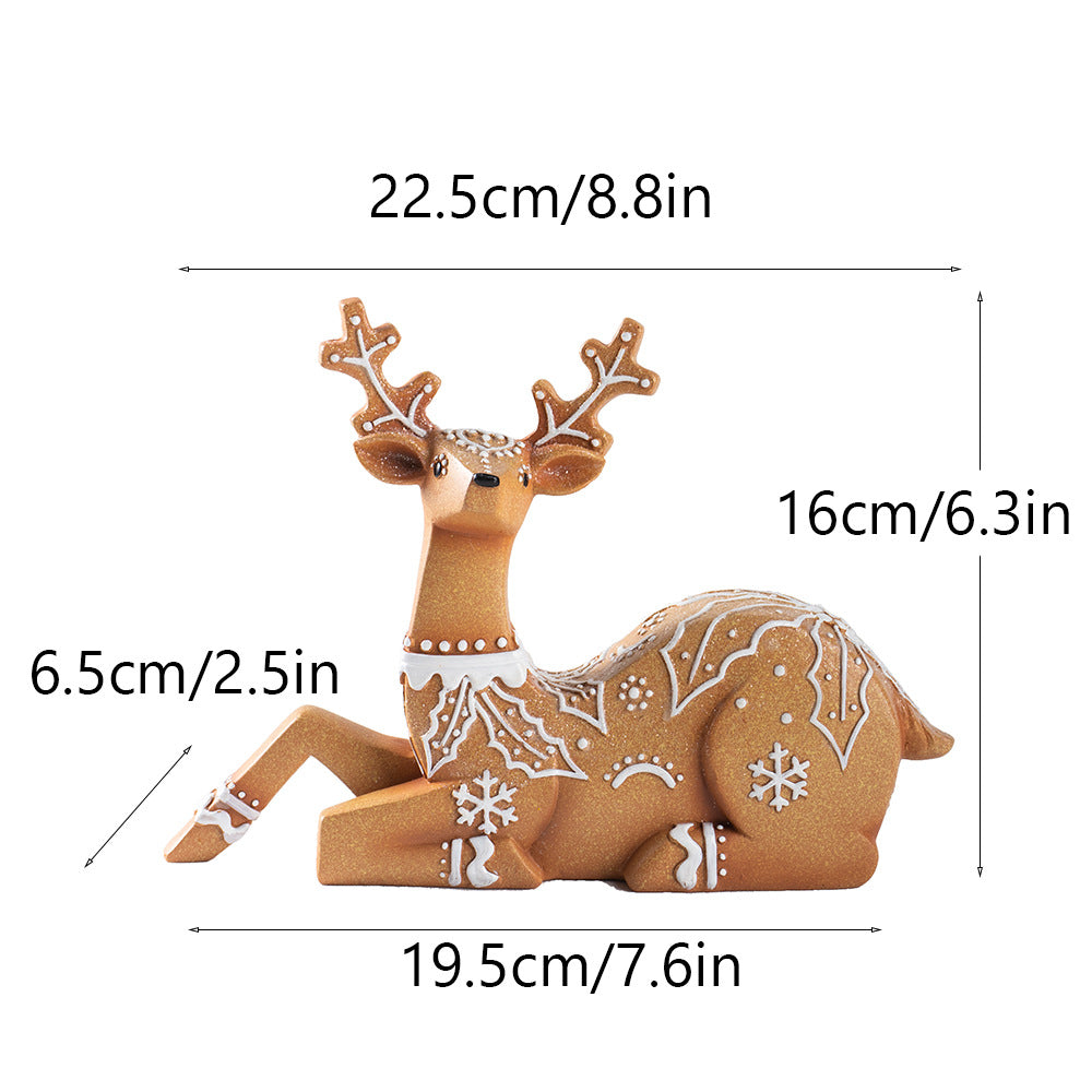 Christmas Resin Reindeer Decor Pair for Rustic Mantels