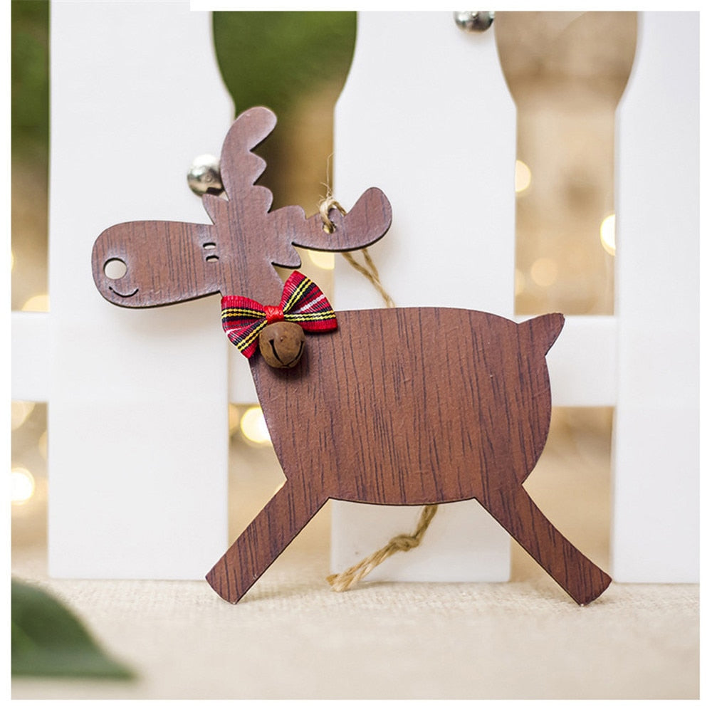 Wooden Deer Christmas Ornaments for Rustic Holiday Trees