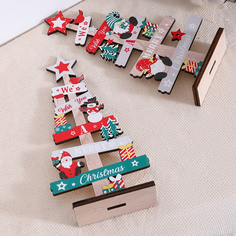 Christmas Wooden Tabletop Tree Centerpiece Decoration