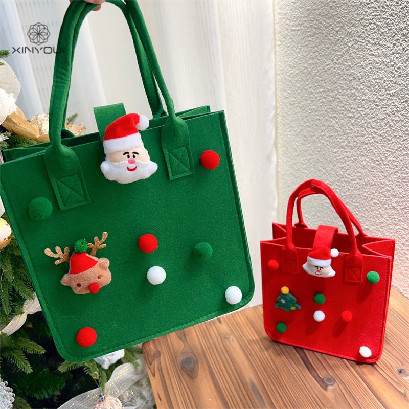 Christmas Felt Gift Bags, Reusable 2-Piece Gift Set