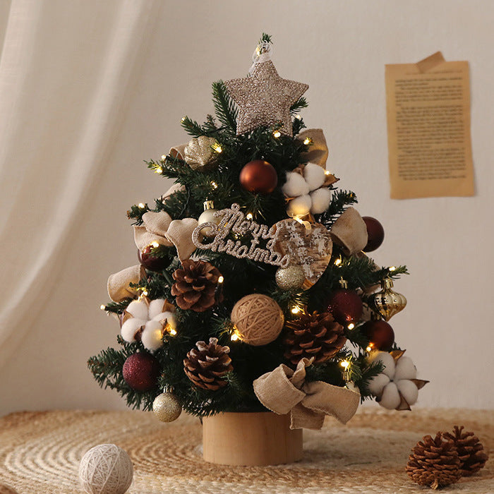 Desktop Christmas Tree Set - Pre-Lit Tabletop Decor