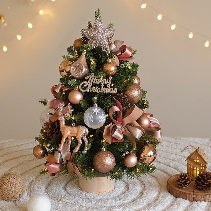 Desktop Christmas Tree Set - Pre-Lit Tabletop Decor