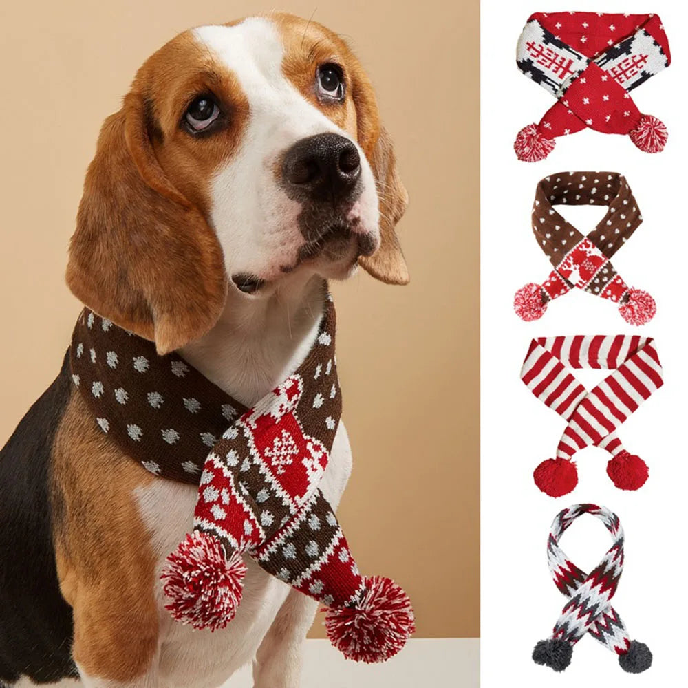 Christmas Dog Scarf – Festive Warm Knitted Pet Accessory