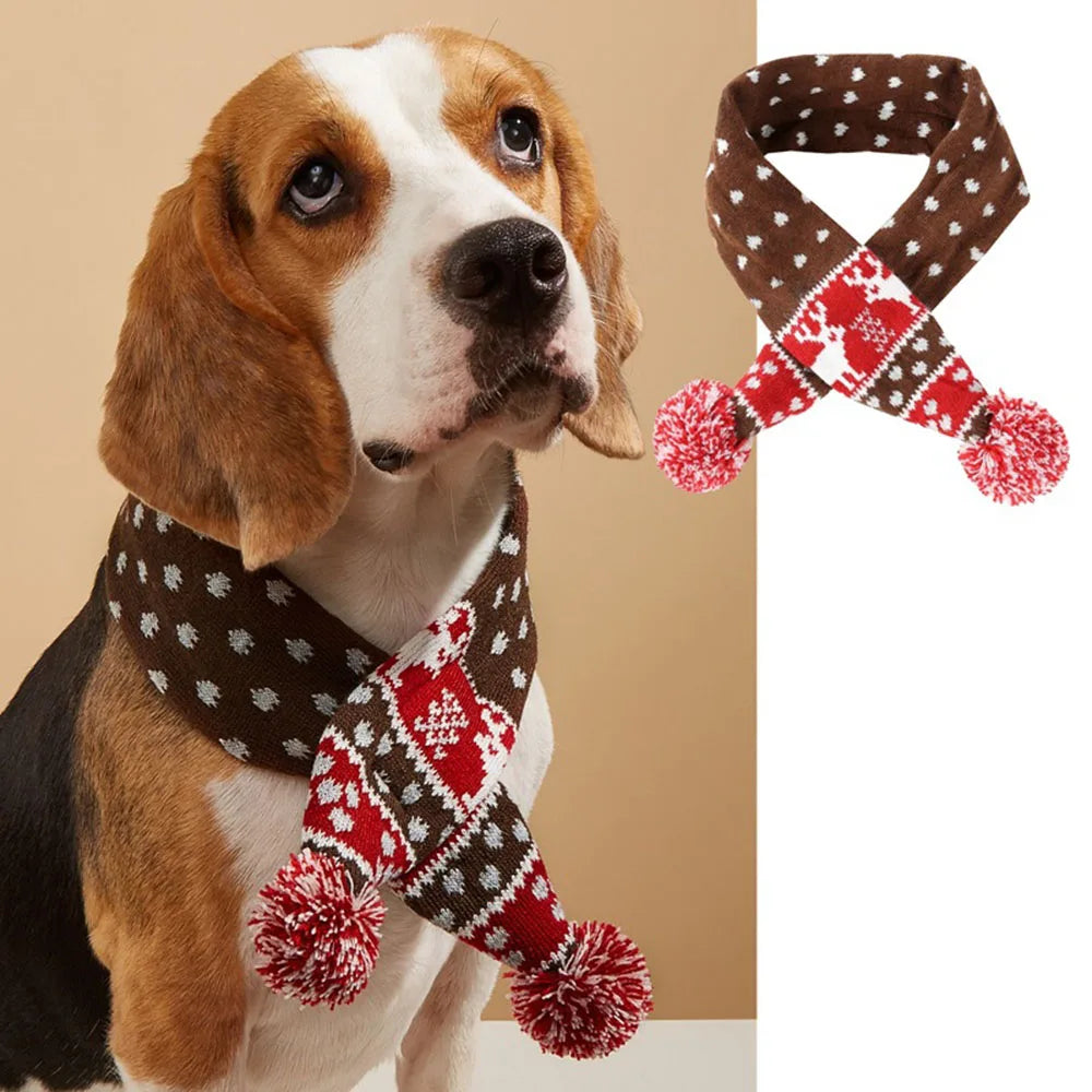 Christmas Dog Scarf – Festive Warm Knitted Pet Accessory