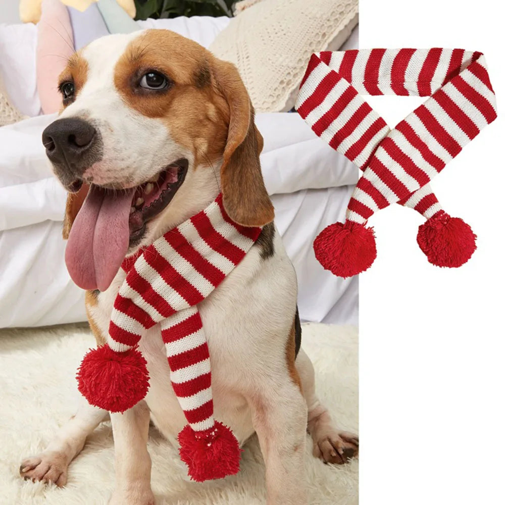 Christmas Dog Scarf – Festive Warm Knitted Pet Accessory