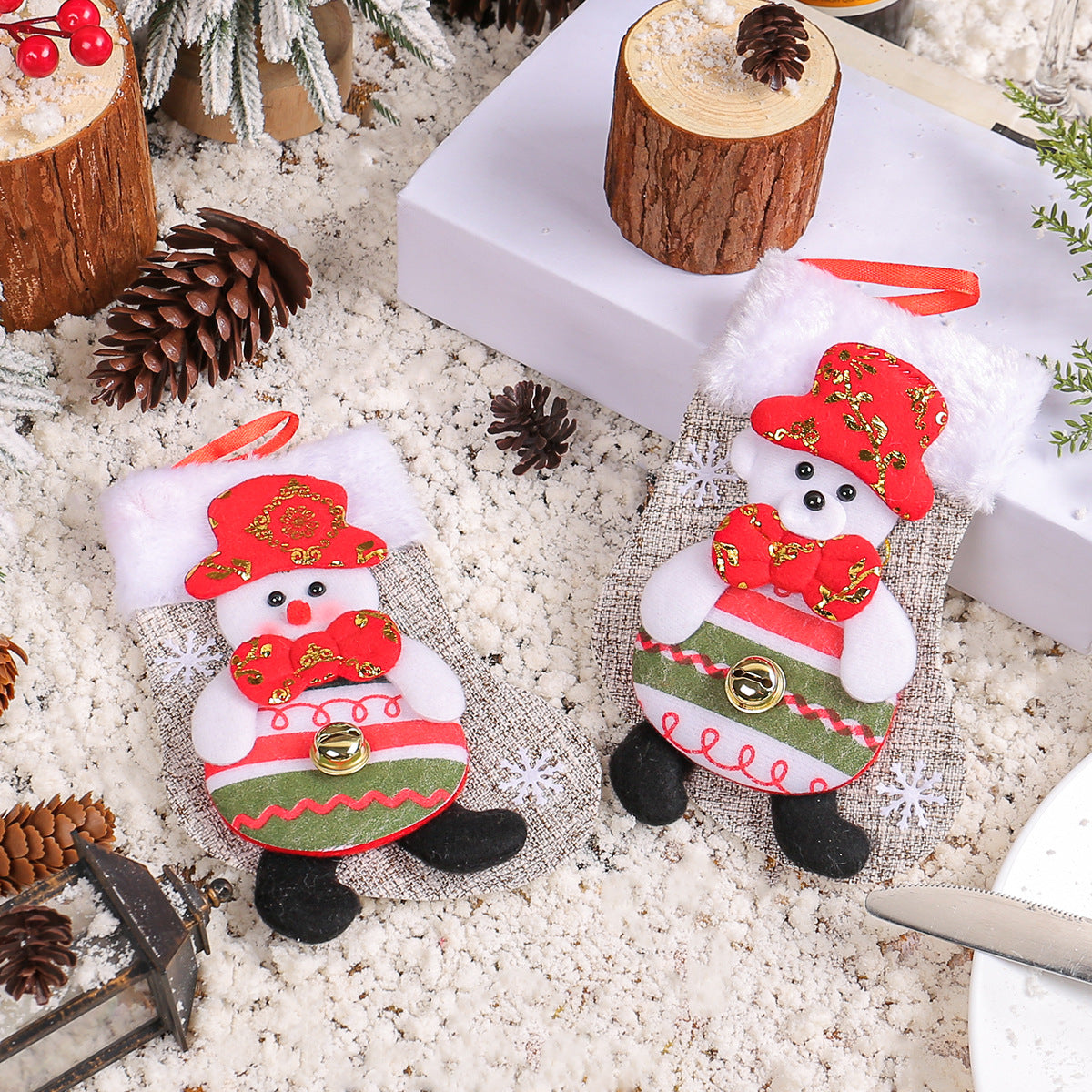 Plush Christmas Stockings for Festive Gift Displays