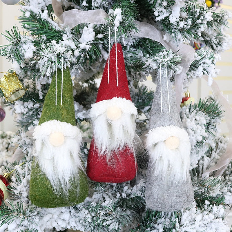 Nordic Gnome Christmas Ornament Set of 3 Plush Décor