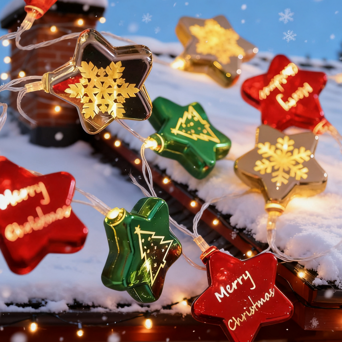 Electroplated Star Christmas LED String Lights for Tree