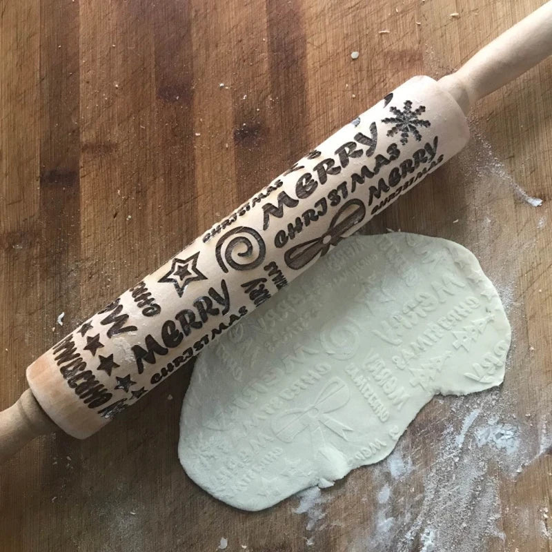 Christmas Embossing Rolling Pin for Cookies and Fondant