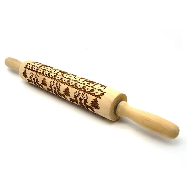 Christmas Embossing Rolling Pin for Cookies and Fondant
