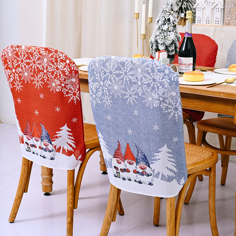 Christmas Chair Covers With Snowflake Forest Print Design