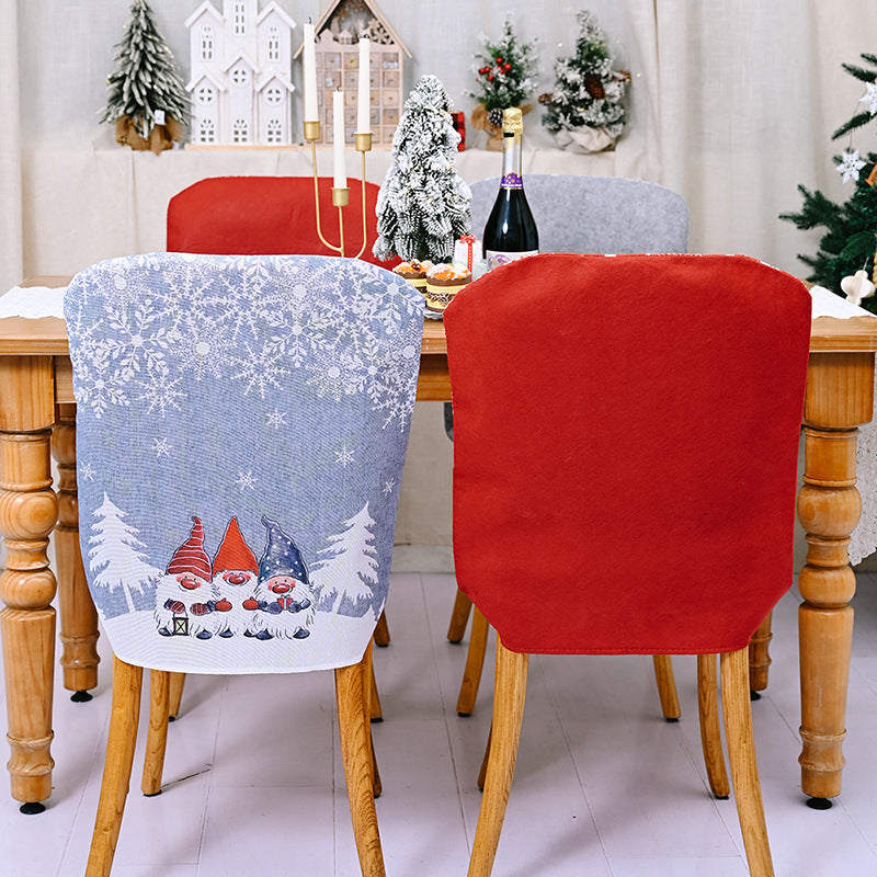Christmas Chair Covers With Snowflake Forest Print Design