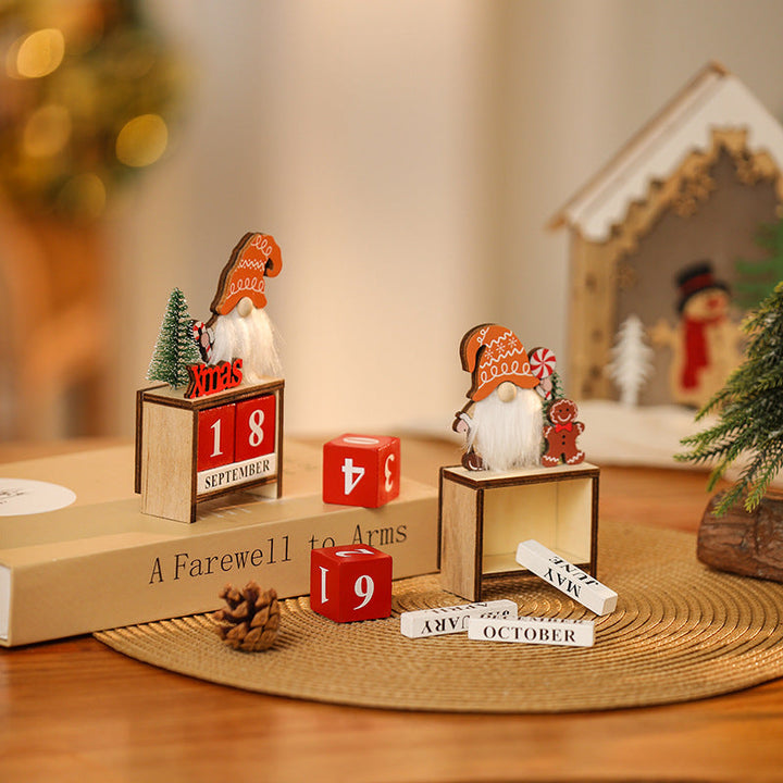 Christmas Wooden Perpetual Calendar Ornament Decor